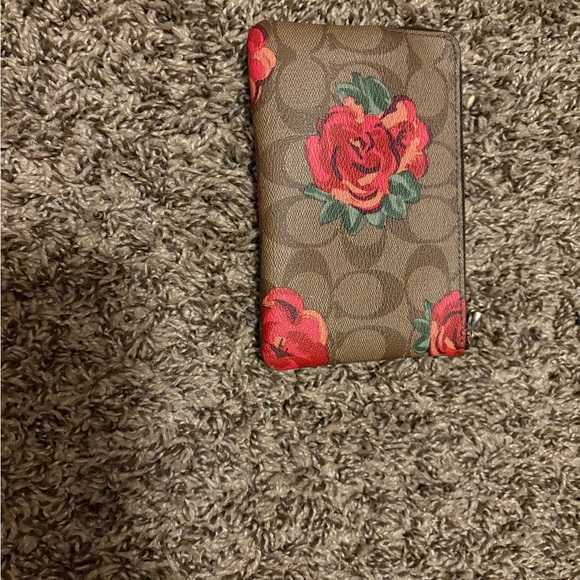 Coach Tan Wallet with Red Floral Design - Picture 2 of 3